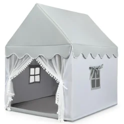 Kinderspielhaus Spielhaus mit Massivholzrahmen & Baumwollmatratze 120 x 105 x 140 cm Grau