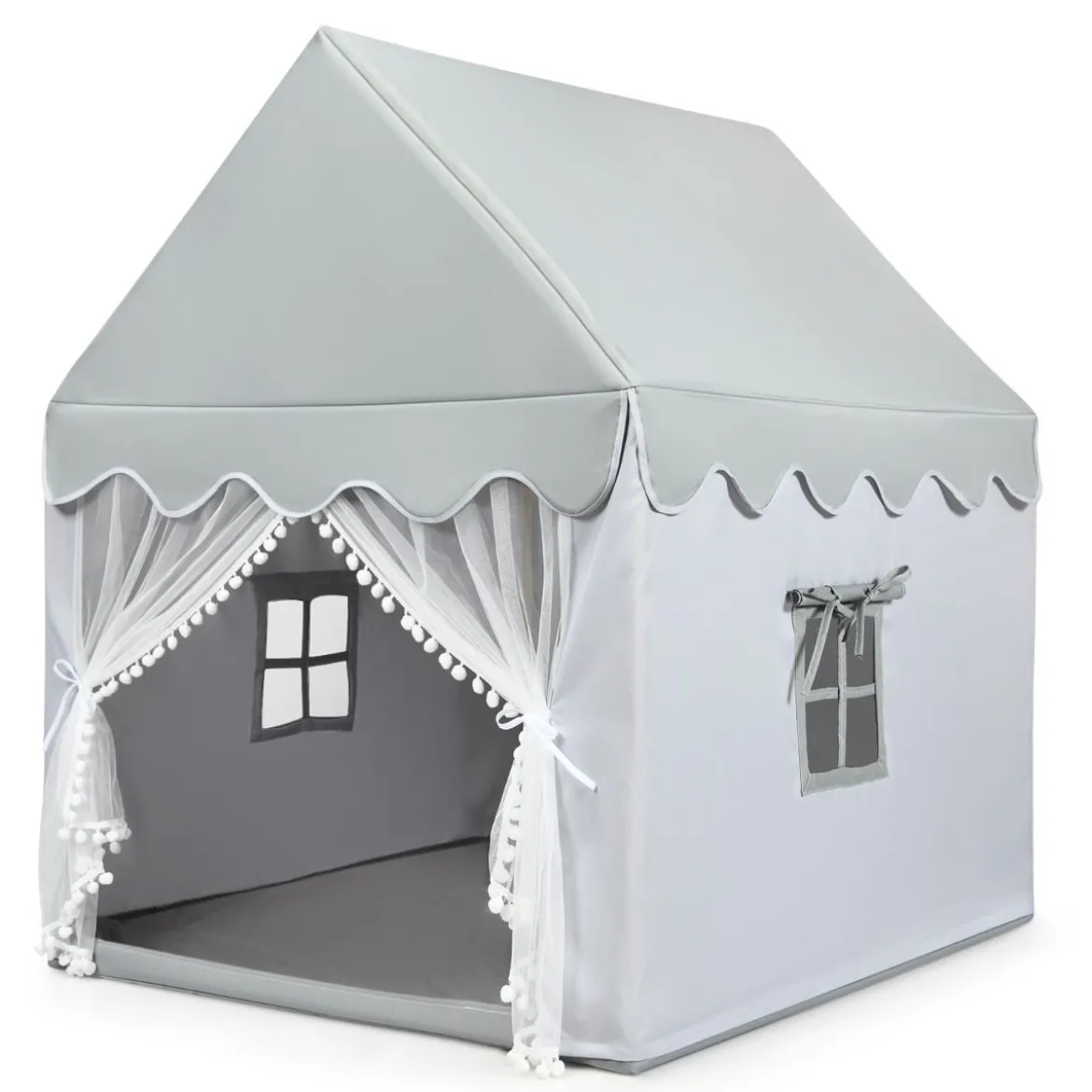 Kinderspielhaus Spielhaus mit Massivholzrahmen & Baumwollmatratze 120 x 105 x 140 cm Grau