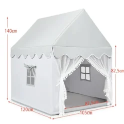 Kinderspielhaus Spielhaus mit Massivholzrahmen & Baumwollmatratze 120 x 105 x 140 cm Grau