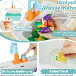 Kinder Spielküche hölzernes Kinderkücheset mit Lebensmitteln Holzspießen Grillrost Blau