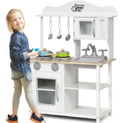 Kinder Spielküche hölzerne Spielküche Küche Set 60 x 30 x 83 cm Weiß