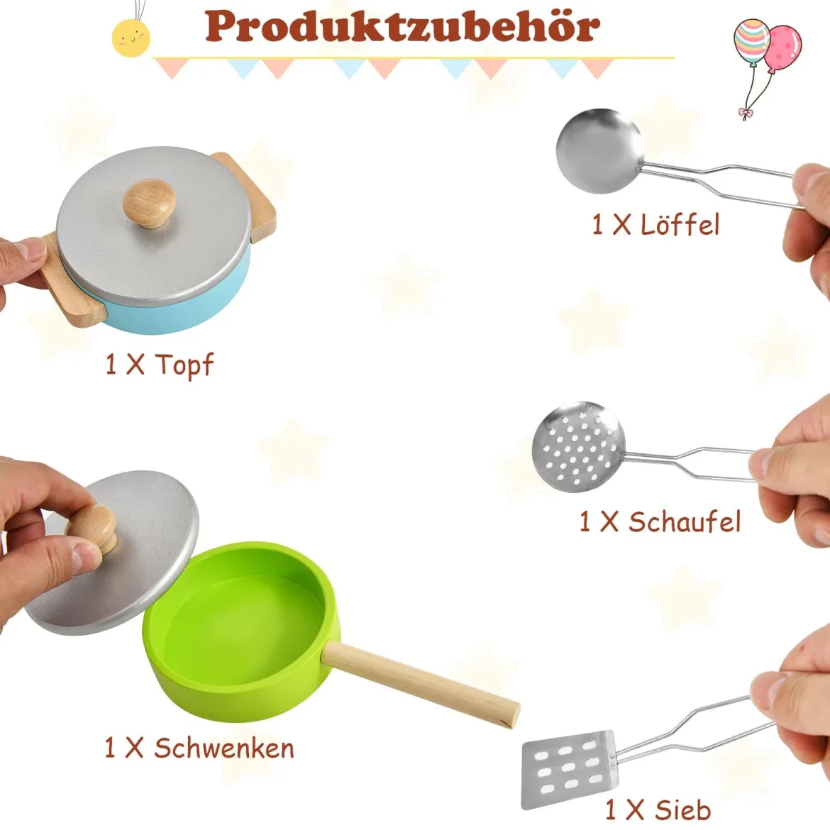 Kinder Spielküche hölzerne Spielküche Küche Set 60 x 30 x 83 cm Weiß