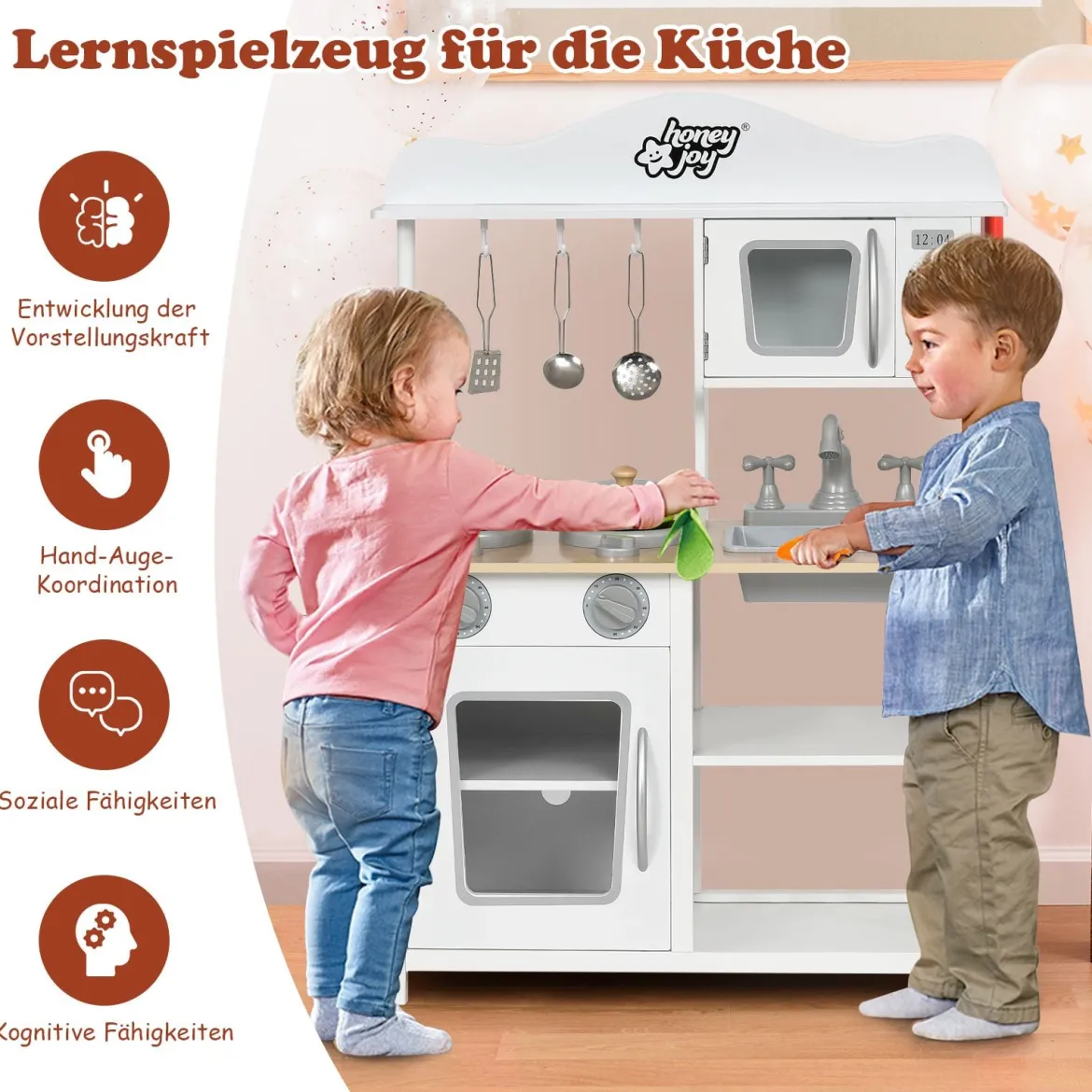 Kinder Spielküche hölzerne Spielküche Küche Set 60 x 30 x 83 cm Weiß