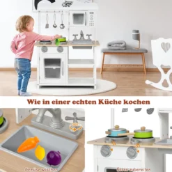 Kinder Spielküche hölzerne Spielküche Küche Set 60 x 30 x 83 cm Weiß