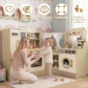 Kinderspielküche Kinderküche Spielset mit Wasserhahn Geschirrspüler Herd Kaffeemaschine Grün