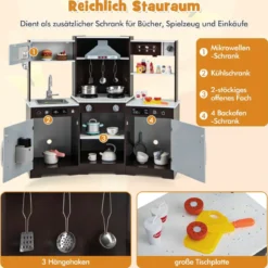 Kinder Spielküche mit Realistischen Geräuschen & Lichtern Holzspielzeugset kochspielzeug