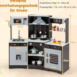 Kinder Spielküche mit Realistischen Geräuschen & Lichtern Holzspielzeugset kochspielzeug