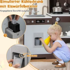 Kinder Spielküche mit Realistischen Geräuschen & Lichtern Holzspielzeugset kochspielzeug