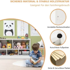 Kinder Spielzeugschrank aus Holz Kinderregal Bücherregal 111 x 30 x 61,5 cm