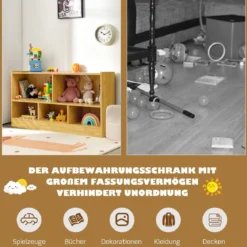 Kinder Spielzeugschrank aus Holz Kinderregal Bücherregal 111 x 30 x 61,5 cm