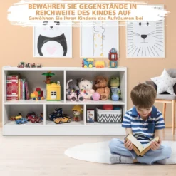 Kinder Spielzeugschrank aus Holz Kinderregal Bücherregal 111 x 30 x 61,5 cm
