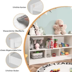 Kinder Spielzeugschrank aus Holz Kinderregal Bücherregal 111 x 30 x 61,5 cm