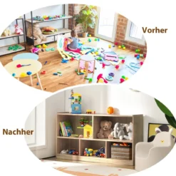 Kinder Spielzeugschrank aus Holz Kinderregal Bücherregal 111 x 30 x 61,5 cm