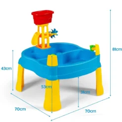 Kinderspielzeug Strand-Spielzeug für Kleinkinder draußen und drinnen mit Schirmloch & 18 teiligem Zubehör Set Bunt