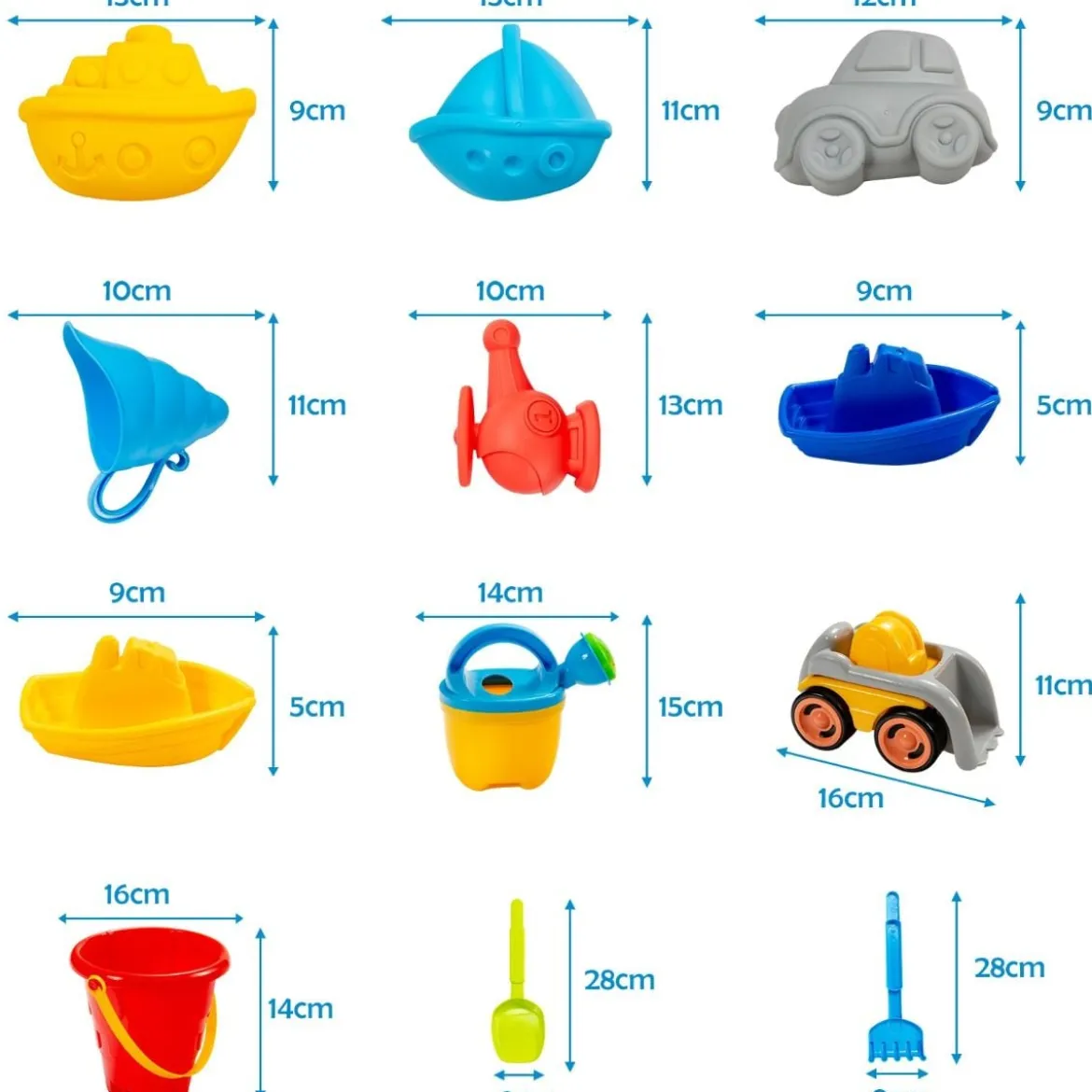 Kinderspielzeug Strand-Spielzeug für Kleinkinder draußen und drinnen mit Schirmloch & 18 teiligem Zubehör Set Bunt