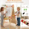 Kinder Staffelei 3 in 1 doppelseitige Kidnertafel aus Holz mit Magnet-Whiteboard Natur