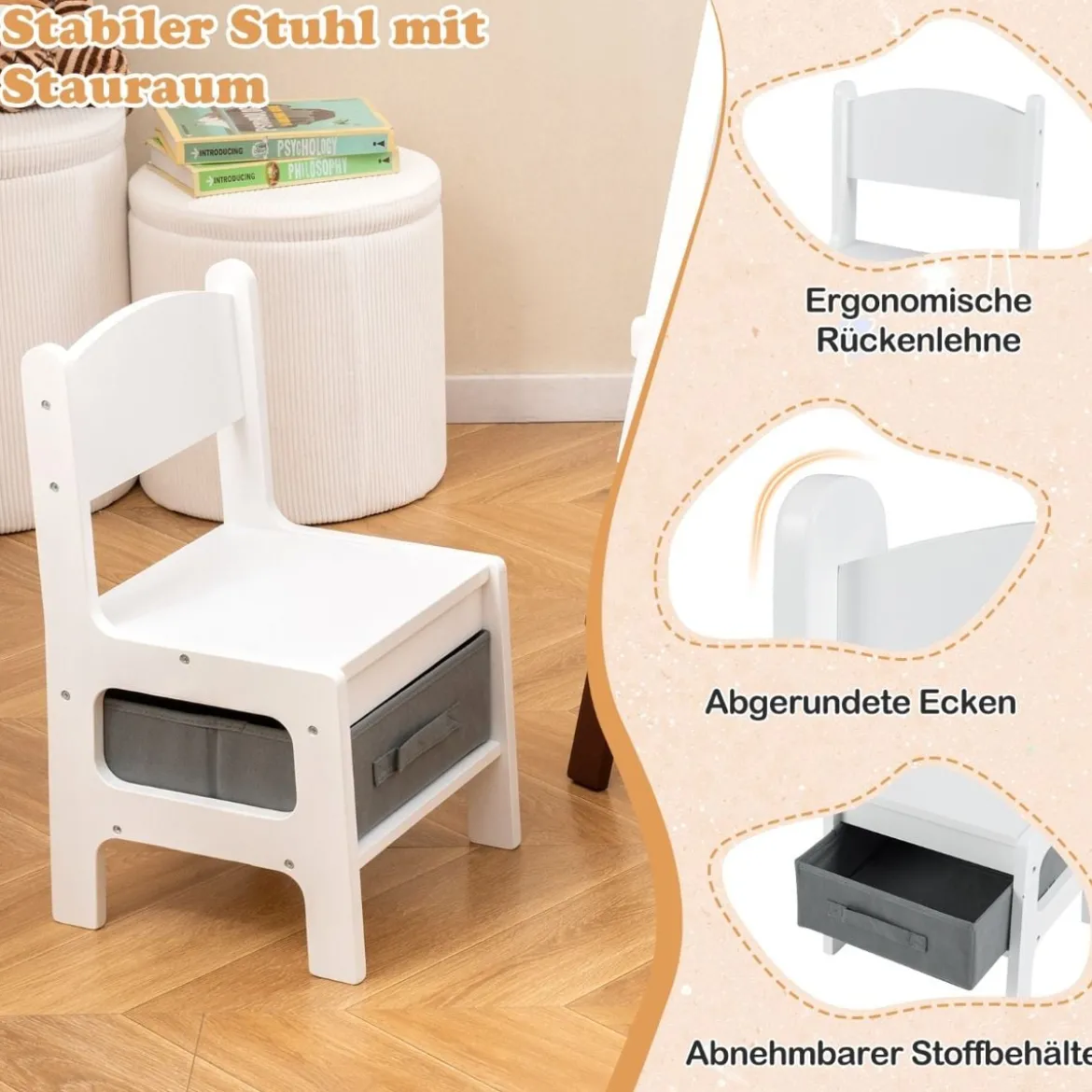 Kinder Staffelei mit Stuhl Höhenverstellbare Kindertafel mit Kreidetafel & Whiteboard Grün