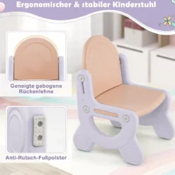 Kinder Staffelei mit Stuhl Kindertafel Höhenverstellbar & Klappbar mit Whiteboard & Aufbewahrungsbox Lila