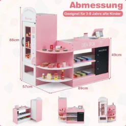 Kinder Supermarkt Spielset mit Kasse & POS-Maschine & Verkaufsautomat & Tafel Rosa