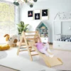 Kindertagesstätte Dreieckiges Klettergerüst aus Holz mit Rampe Natur