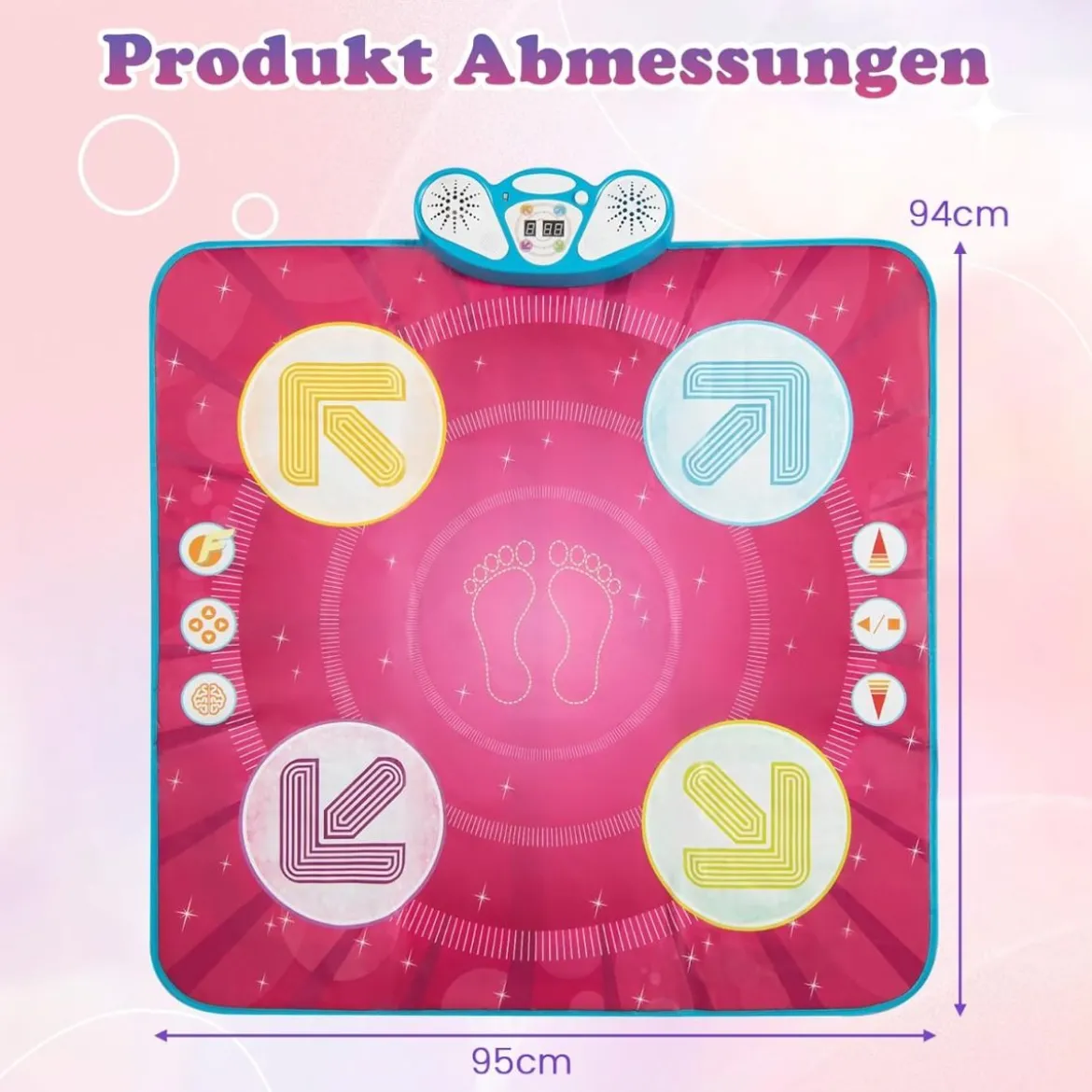 Kinder Tanzmatte mit Led-Leuchten & Memory-Spiel & 8 Musik Musikmatte Musik Matte Rosa