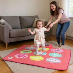 Kinder Tanzmattemit 5 Modi & 9 Klavierklängen & 9 Demo Tanz Spielzeug Rosa