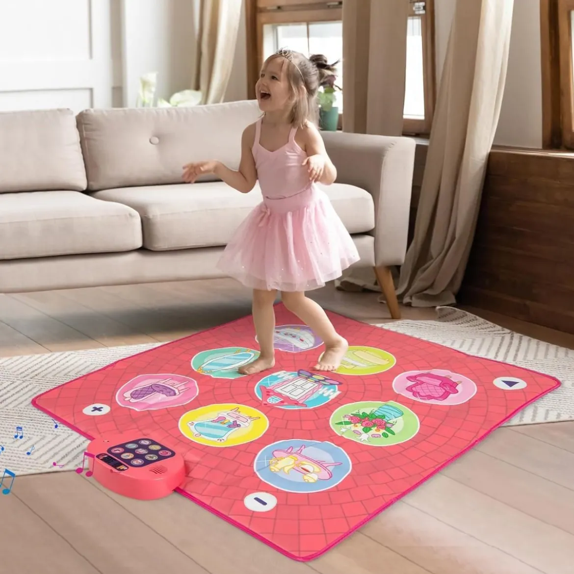 Kinder Tanzmattemit 5 Modi & 9 Klavierklängen & 9 Demo Tanz Spielzeug Rosa