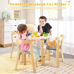 Kindertisch Holztisch mit 4 Stühlen für Kinder Kindertisch- und Stuhl-Set mit Rückenlehne Bunt