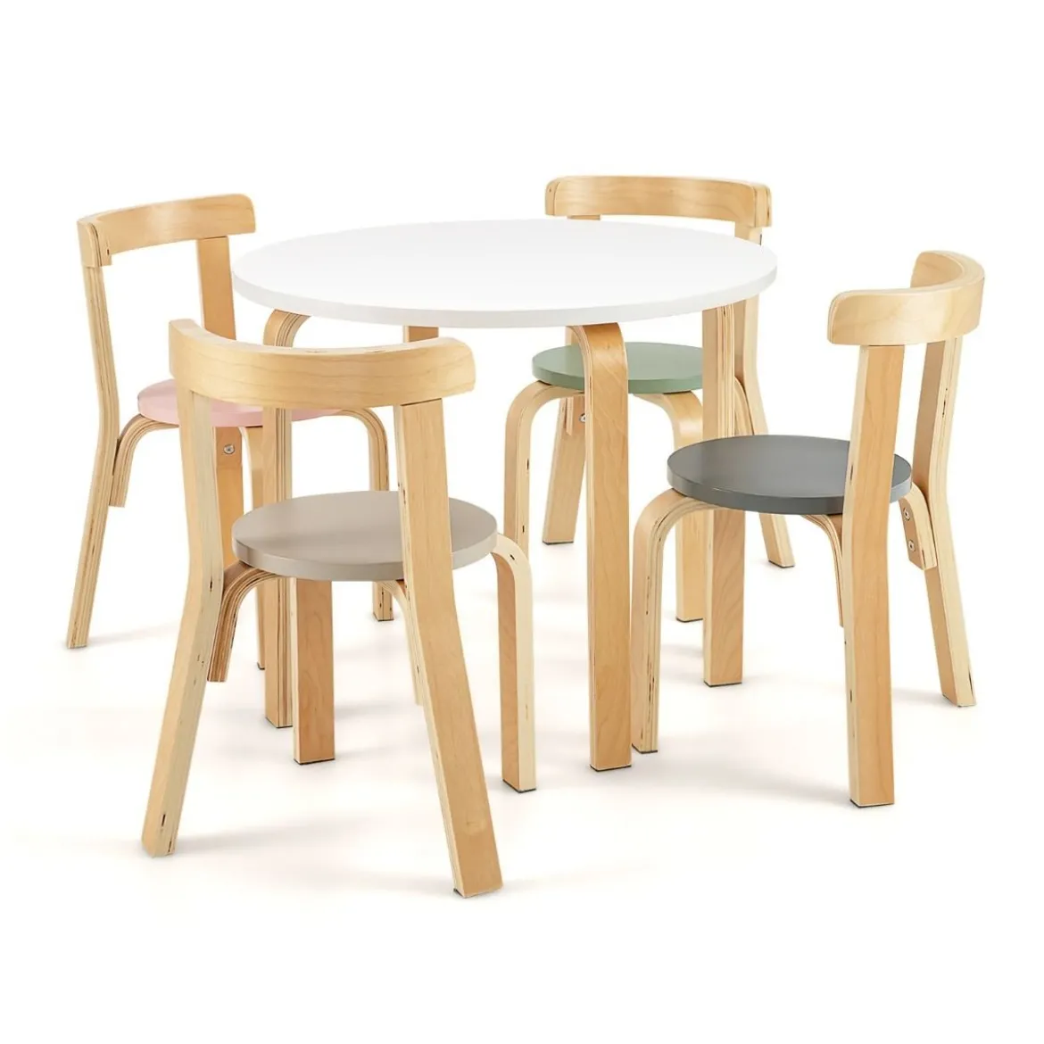 Kindertisch Holztisch mit 4 Stühlen für Kinder Kindertisch- und Stuhl-Set mit Rückenlehne Bunt