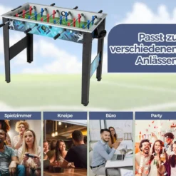 Kinder Tischkicker mit 2 Fußbällen & 18 Spielern Holz Kickertisch Tischfussball Fußballtisch