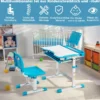 Kindertisch Kinderschreibtisch Set mit Bücherständer & LED-Licht für Jungs & Mädchen Blau