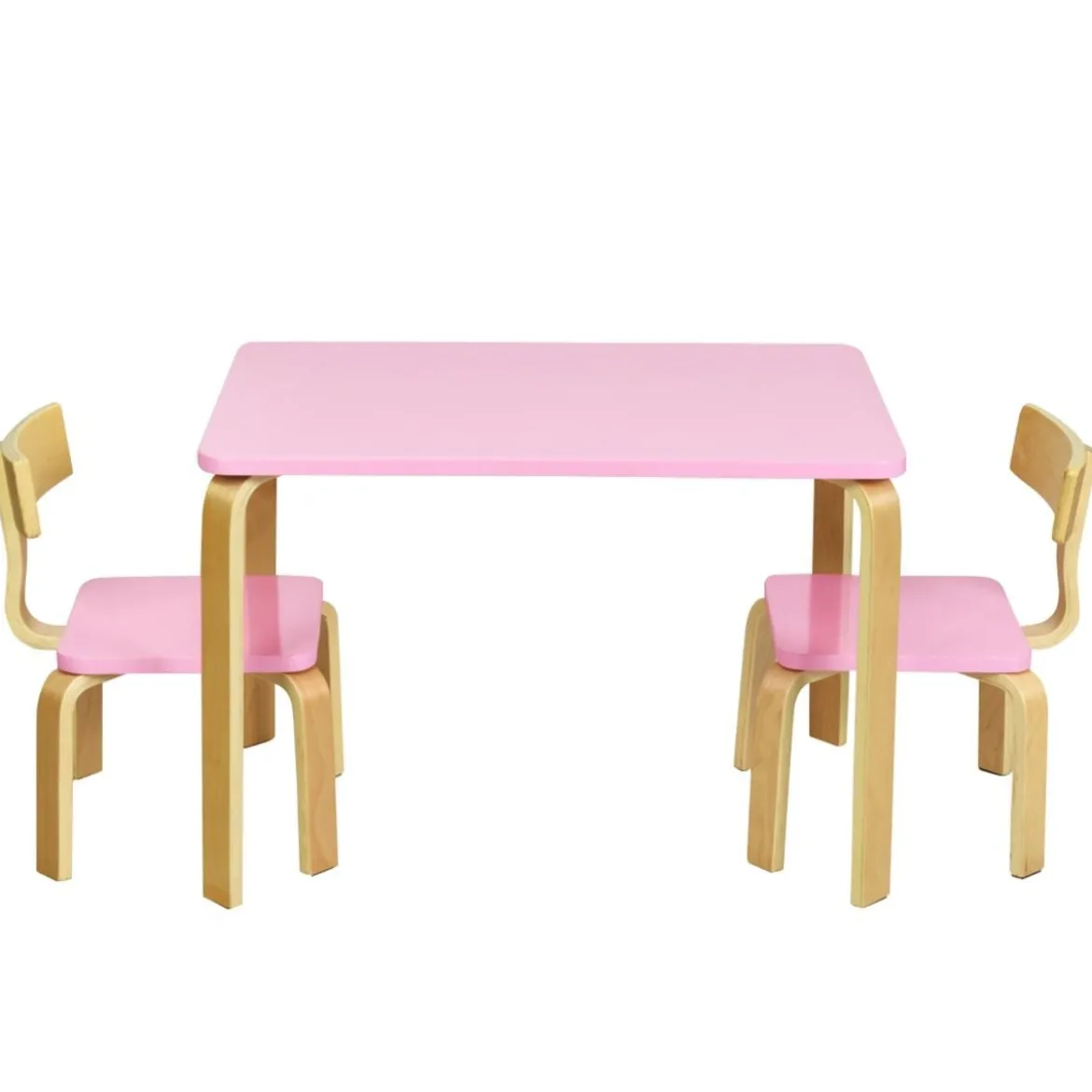 Kindertisch mit 2 Stühlen aus Holz 3tlg. Kindersitzgruppe Sitzgruppe für Kinder Rosa