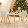 Kindertisch mit 2 Stühlen Kinderschreibtisch & froschförmiges Stuhlset mit Holzbeinen Grün