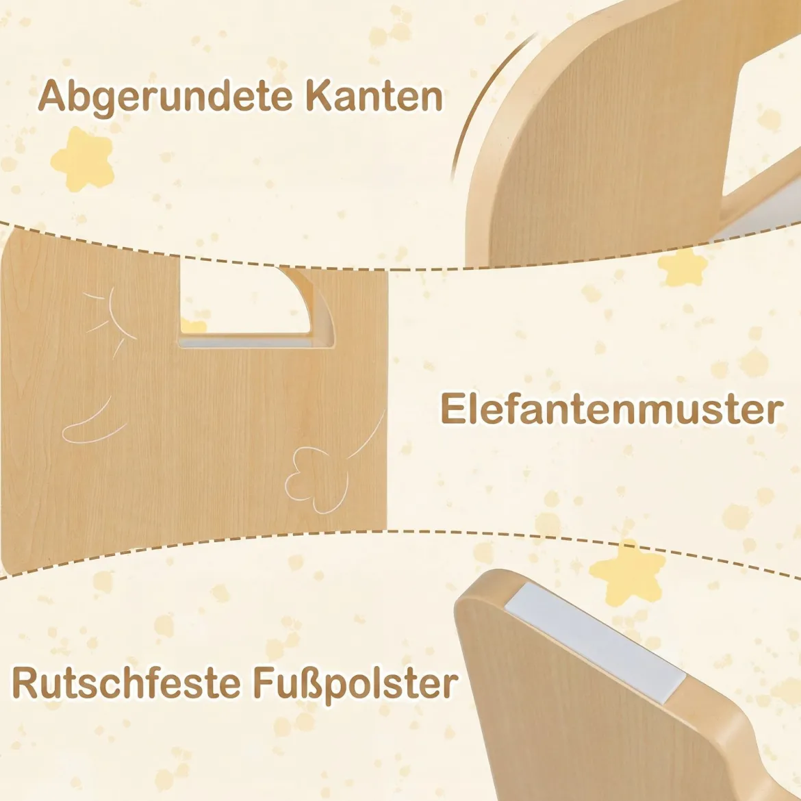 Kindertisch mit 2 Stühlen Tisch und Stuhl Set mit Tafel Spieltisch mit Niedlichem Muster für Kinderzimmer Grau/Natur/Weiß