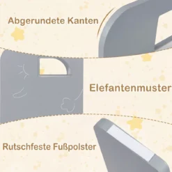 Kindertisch mit 2 Stühlen Tisch und Stuhl Set mit Tafel Spieltisch mit Niedlichem Muster für Kinderzimmer Grau/Natur/Weiß