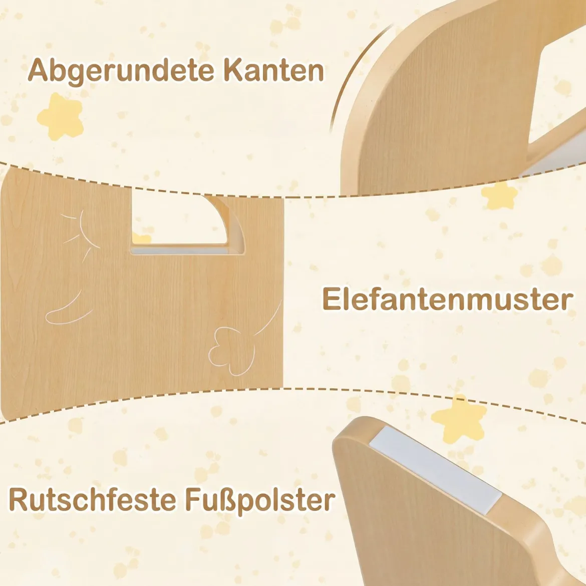 Kindertisch mit 2 Stühlen Tisch und Stuhl Set mit Tafel Spieltisch mit Niedlichem Muster für Kinderzimmer Grau/Natur/Weiß