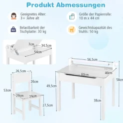 Kindertisch mit Stuhl Sensorisches Tischset für Kinder Weiß