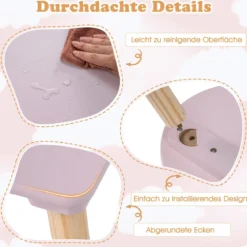 Kindertisch-Set in Blumenform hölzerner Spiel- und Aktivitätentisch für Kinder Rosa
