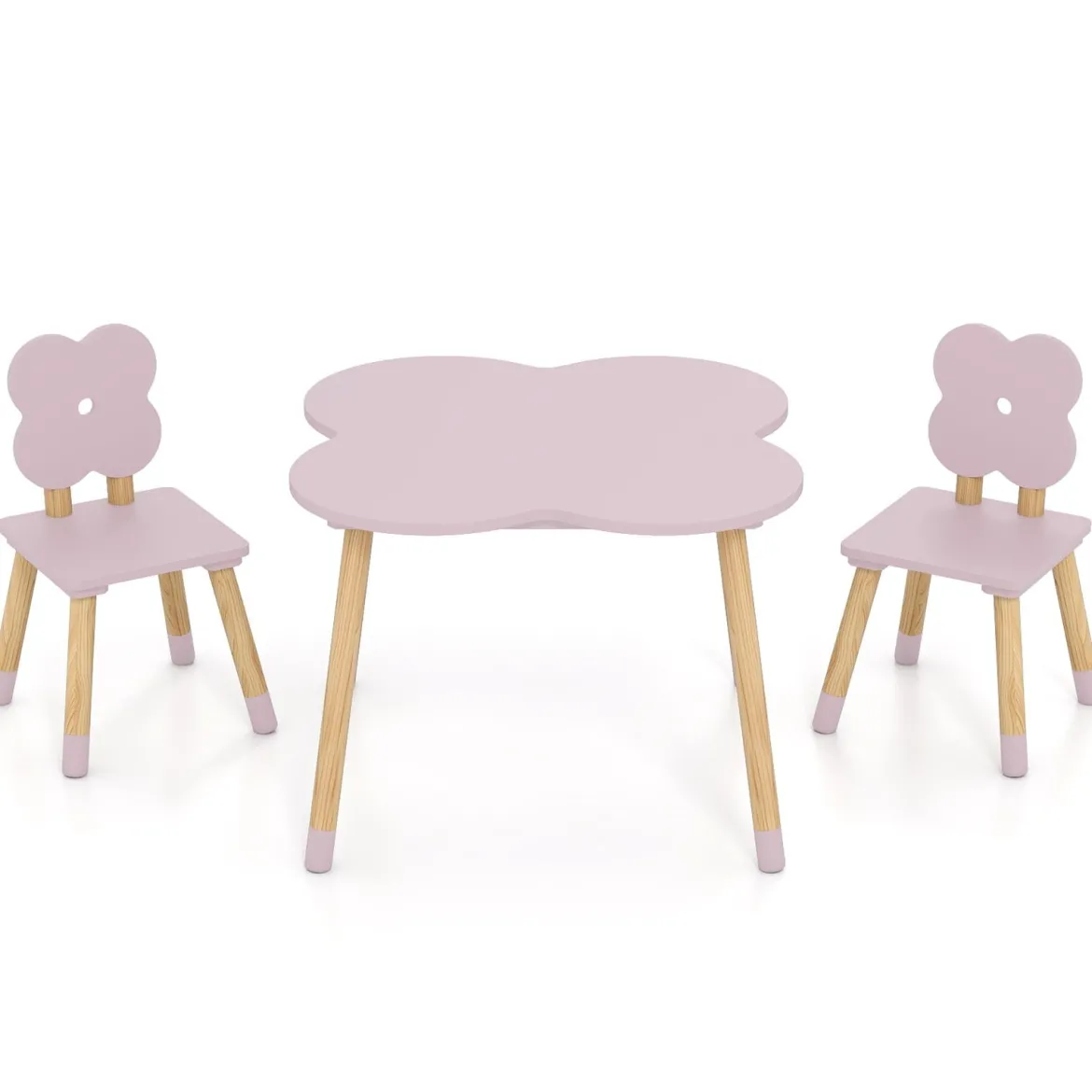 Kindertisch-Set in Blumenform hölzerner Spiel- und Aktivitätentisch für Kinder Rosa