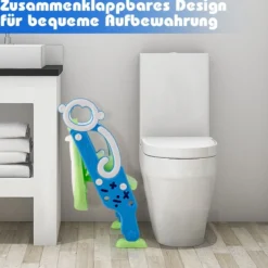 Kinder Toilettensitz mit Leiter und Griffe für Kleinkinder von 1 bis 5 Jahre Blau+Grün