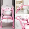 Kinder Toilettensitz mit Leiter und Griffe für Kleinkinder von 1 bis 5 Jahre Rosa