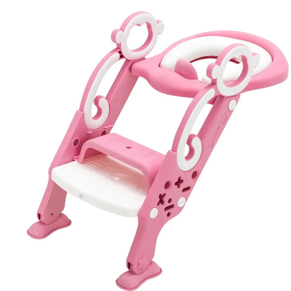 Kinder Toilettensitz mit Leiter und Griffe für Kleinkinder von 1 bis 5 Jahre Rosa