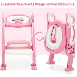 Kinder Toilettensitz mit Leiter und Griffe für Kleinkinder von 1 bis 5 Jahre Rosa