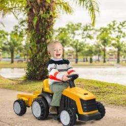 Kinder Traktor 2-Gang 6V Aufsitztraktor Kinderfahrzeug Elektroauto Gelb