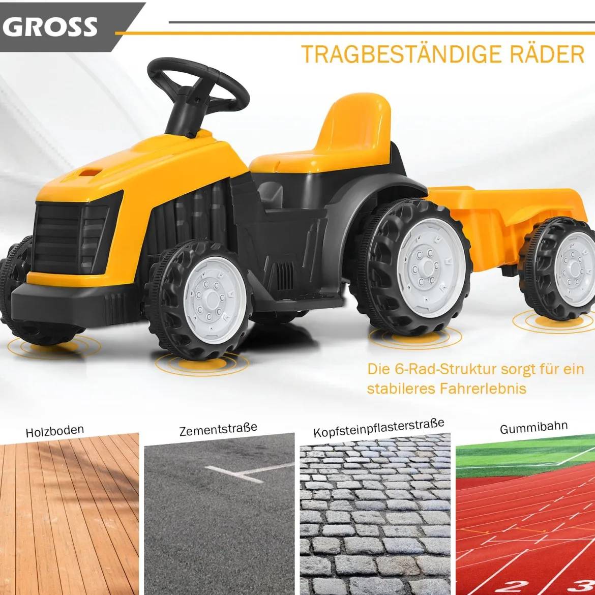 Kinder Traktor 2-Gang 6V Aufsitztraktor Kinderfahrzeug Elektroauto Gelb