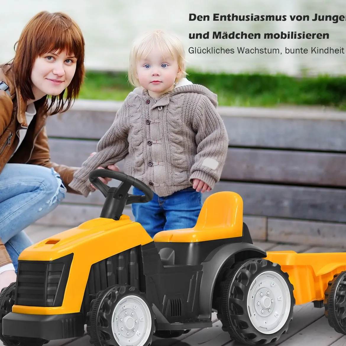 Kinder Traktor 2-Gang 6V Aufsitztraktor Kinderfahrzeug Elektroauto Gelb