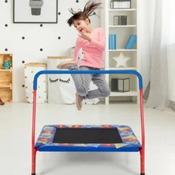 Kinder-Trampolin Mini Trampolin Fitness Trampolin mit Griff 95,5 x 99 x 87,5 cm Blau