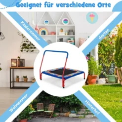 Kinder-Trampolin Mini Trampolin Fitness Trampolin mit Griff 95,5 x 99 x 87,5 cm Blau