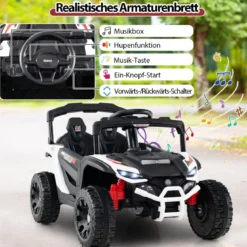 Kinder 12V Elektroauto mit Fernbedienung Elektrischer UTV-Truck Kinderauto Kinderfahrzeug Weiß