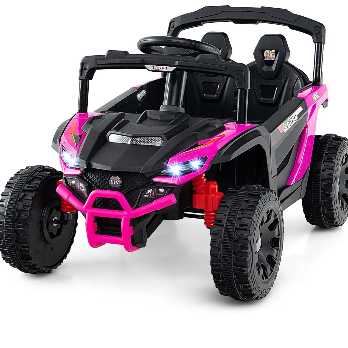 Kinder 12V Elektroauto mit Fernbedienung Elektrischer UTV-Truck Kinderauto Kinderfahrzeug Rosa